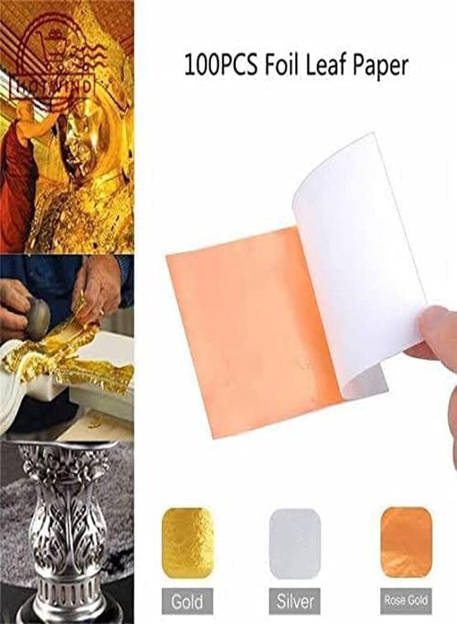 GSWC 300pc Metallic Gold FOILS Clarity FOILS Sheets Gliding FOILS Imitation Gold FOILS for DIYE,FRAM,Art & Craft,Furniture Decoration ETC (Gold+Silver+Copper 100 Each) 3.14" 3.15" - Image 4